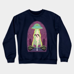 Man and Woman being abducted by alien spacecraft Crewneck Sweatshirt